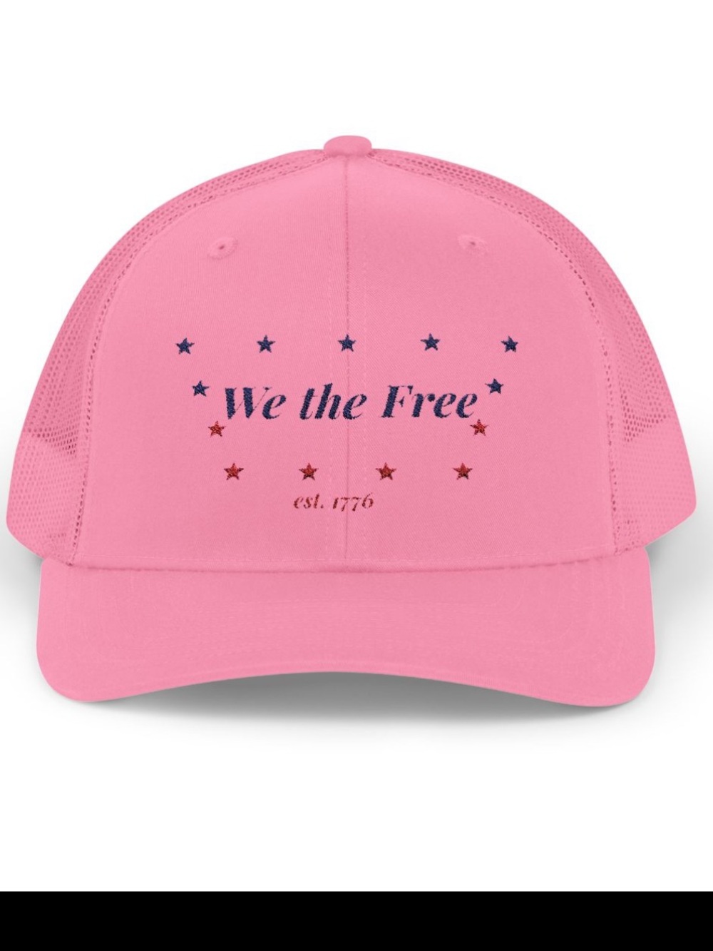 Pink 'We the Free' Trucker Hat